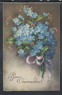 Cartolina Augurale Buon Onomastico Mazzo Di Fiori Zc86 Ebay