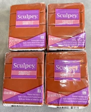 Lot Sculpey Souffle Cinnamon Premium Oven Bake Polymer Clay 4 1.7 oz packs
