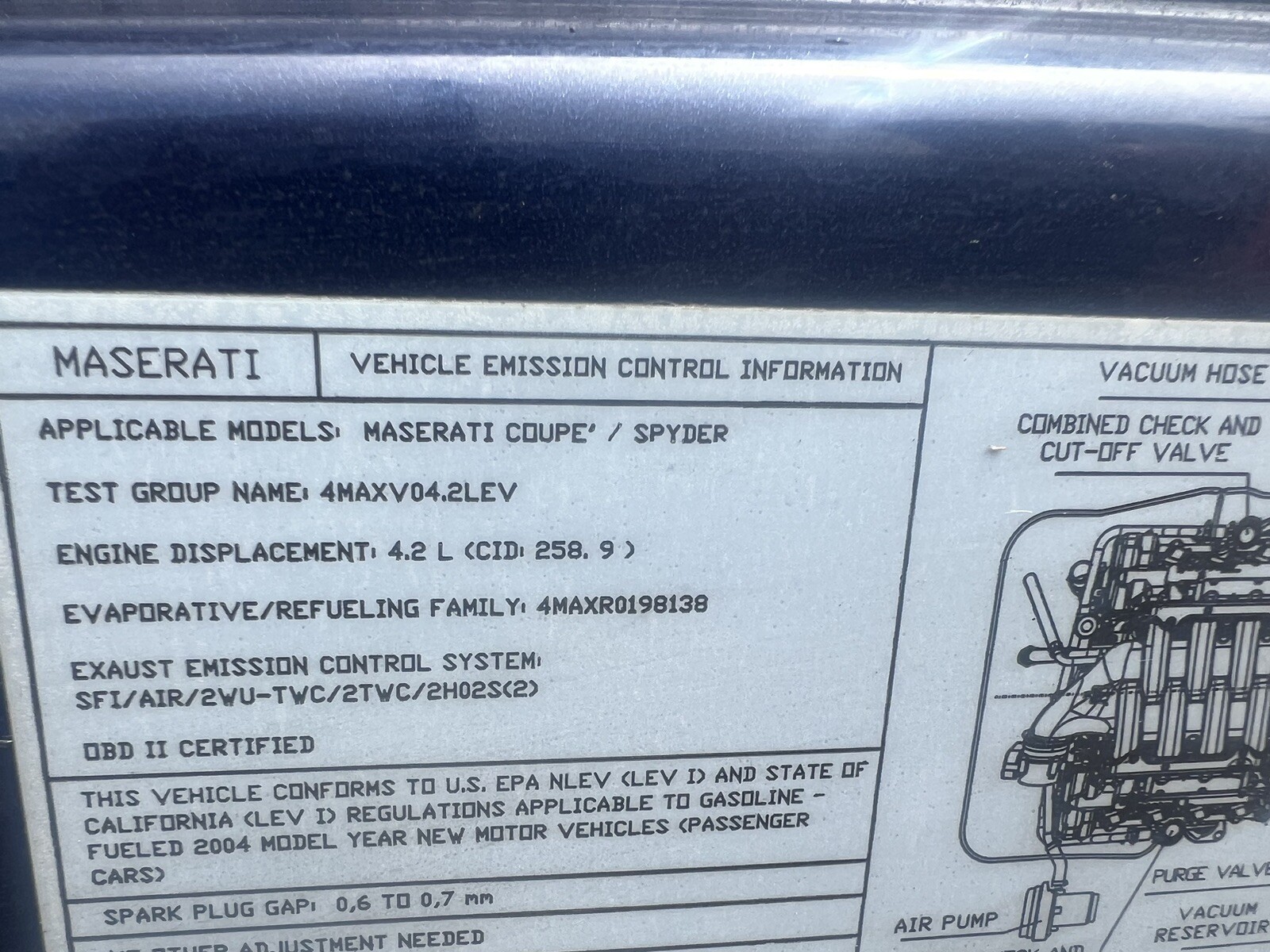 Maserati Coupe 4200 M138  Cambiocorsa Hood OEM 2004