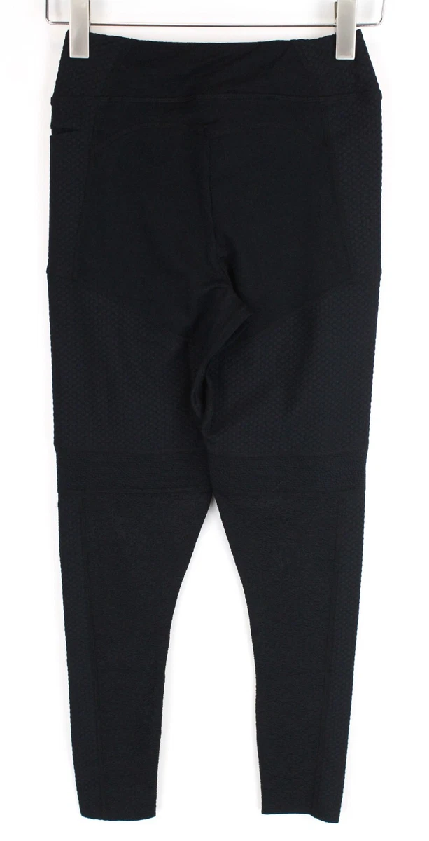 GYMSHARK True Texture S Women Sport Leggings Black Logo Patched