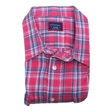Untuckit Shirt Men's XL Heather Red Long Sleeve Button Up Plaid No Tuck EUC