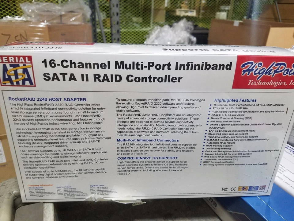 HighPoint RocketRAID 2240 16-Channel PCI-X Infiniband SATA II RAID Controller - Image 2 of 3