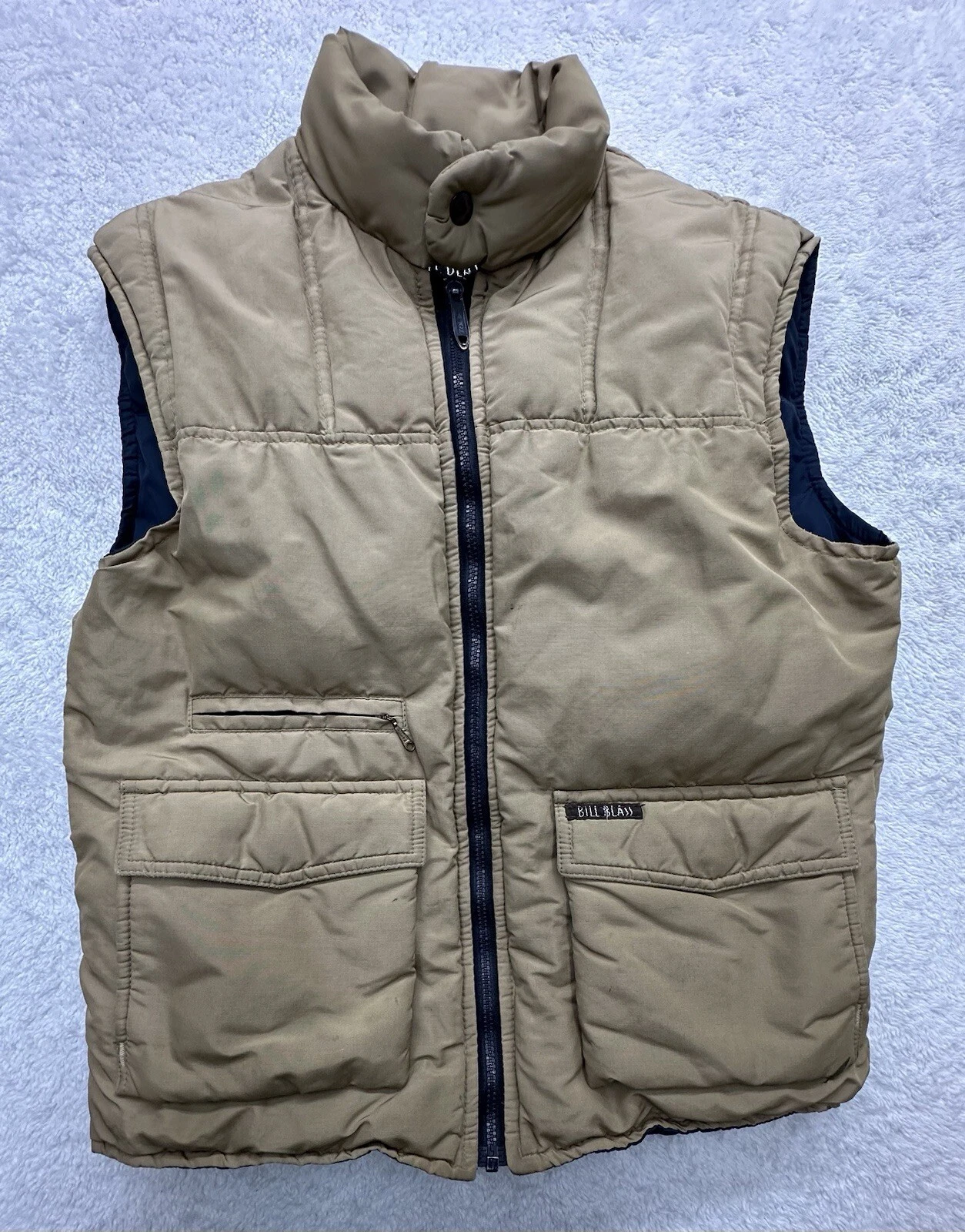 Bill Blass Mens Medium Down Fill Full Zip Puffer Vest Jacket VTG 70s *Stains*