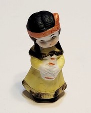 Vintage Ceramic Miniature Native American Indian Girl Figurine 2.25" Tall