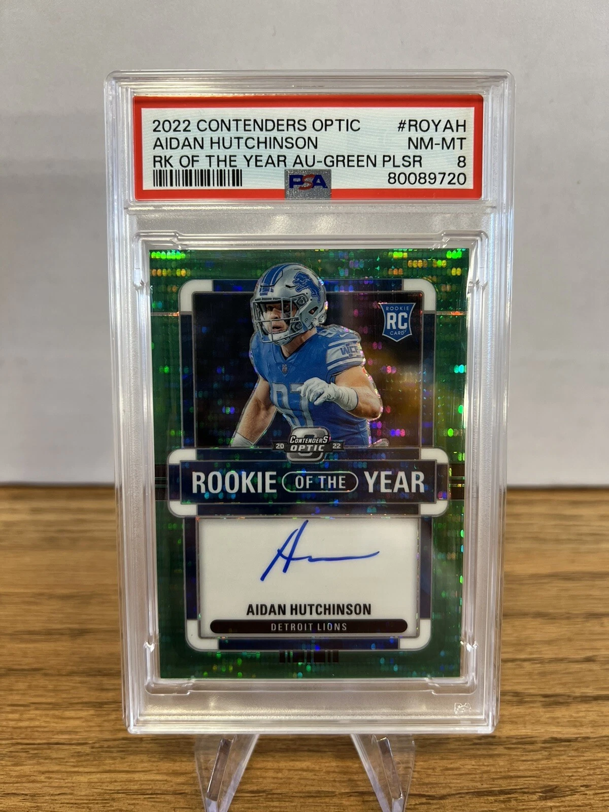 Aidan Hutchinson Panini Contenders Optic Rookie of the Year Contenders Autographs #ROYAH Green Pulsar