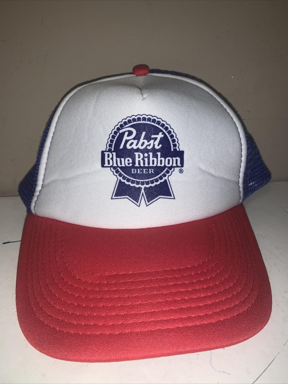 RARE Vintage PABST BLUE RIBBON BEER Snap-Back Mesh TR… - Gem