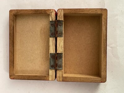 VINTAGE RARE HANDMADE WOODEN OLD COLORED JEWELRY STORAGE SMALL BOX