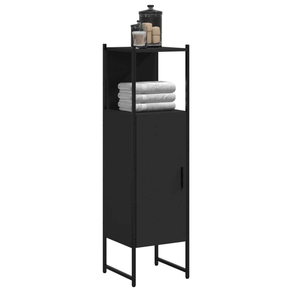 Mobile da Bagno Nero 33x33x120,5 cm in Legno Multistrato vidaXL