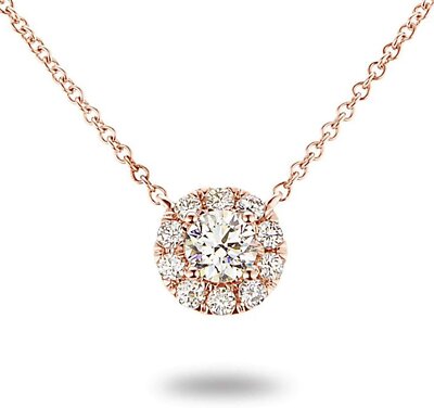 14K Gold Lab Grown Halo Cluster Floral Diamant Anhänger Halskette