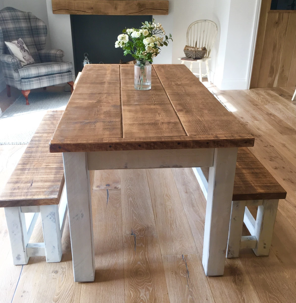 Rustic table with bench sales