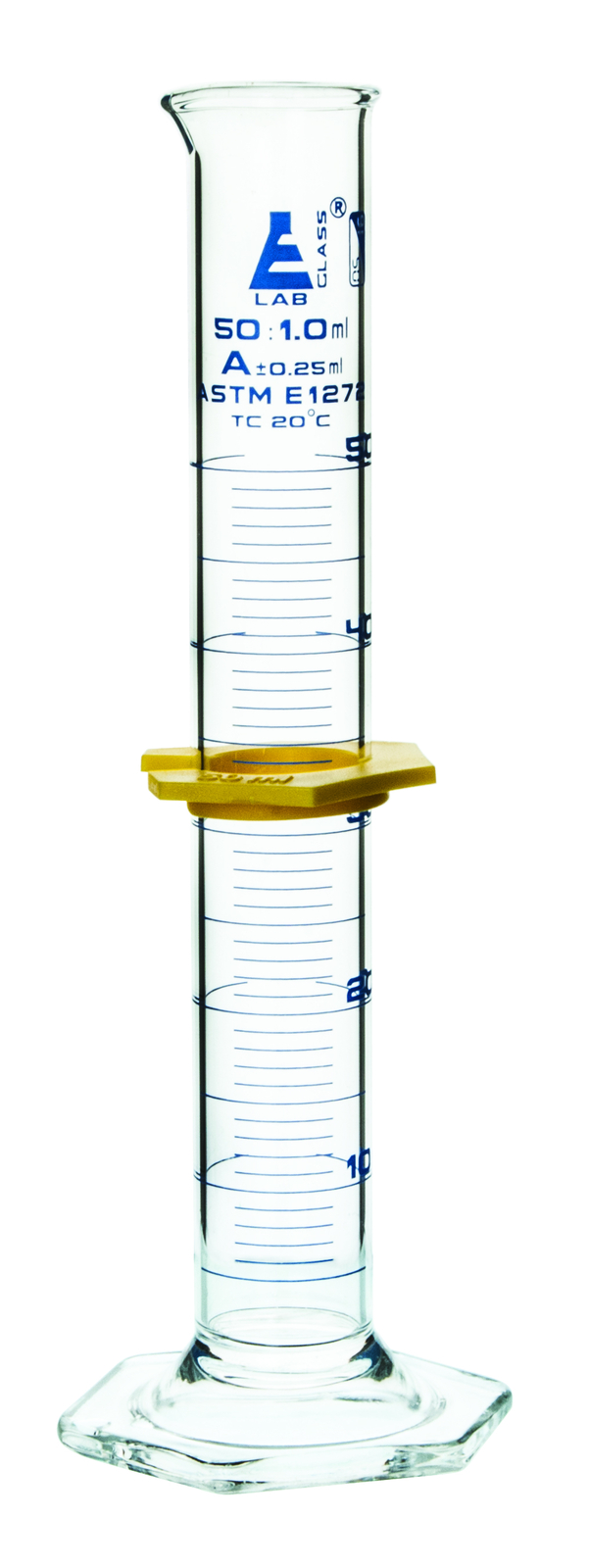 Eisco Labs 50ml Graduated Cylinder with Protective Collar, ASTM, Class A