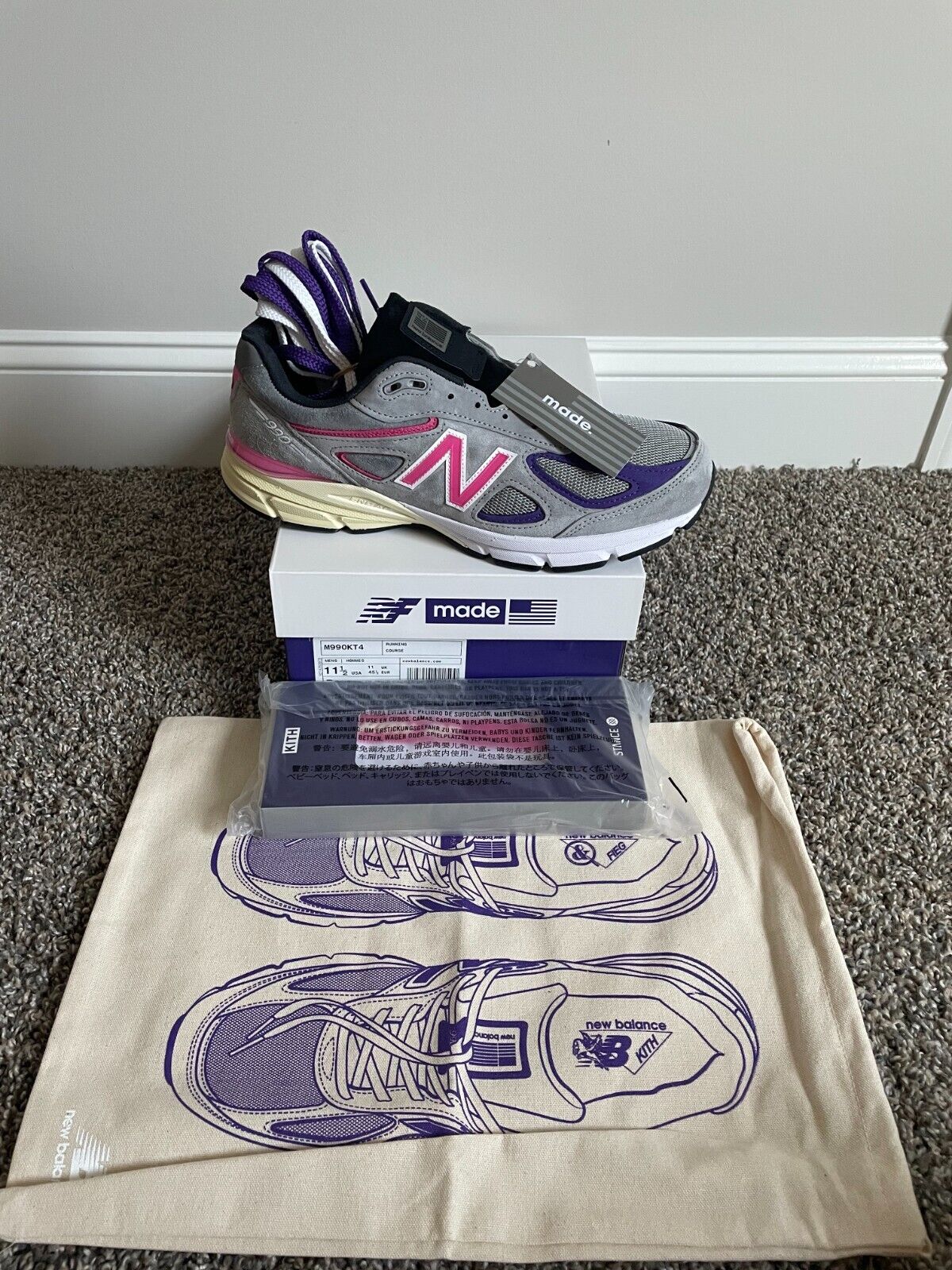 Desviación Rango Gaseoso KITH x New Balance 990v4 United Arrows &amp; Sons Size 11.5 WITH SOCKS AND  BAG | eBay