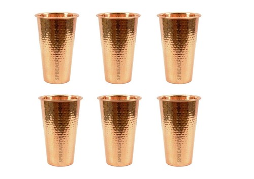 2activelife Lot de 2 gobelets en cuivre | 350 ml | Verres unis en cuivre pur | Avantages pour la santé ayurvédique | Gobelets à eau potable 2 pièces | Design martelé