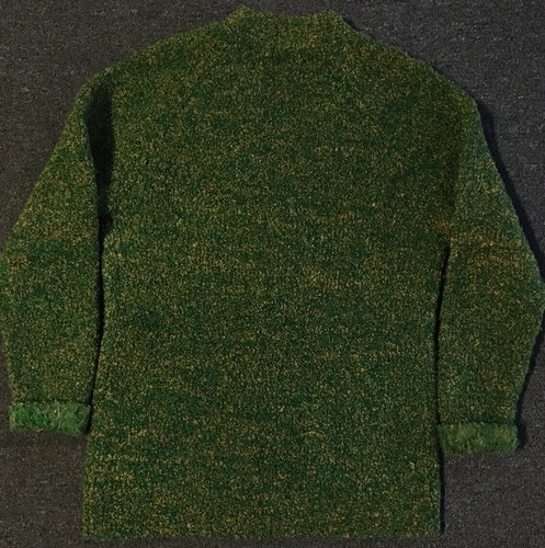Cardigan maglione maglia maculata vintage anni 70 M AOP Kurt Cobain grunge giallo fuzzy anni 80 - Foto 3 di 10