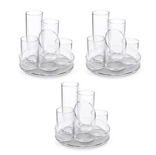 Image of OSCO Clear Acrylic 5 Tube Pen Pot | 3 Pack | Desk Tidy | Pencil Holder | Office