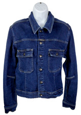 Nwot~marithe Francois Girbaud~women L~navy Cotton Bl Denim Button Up Jean Jacket