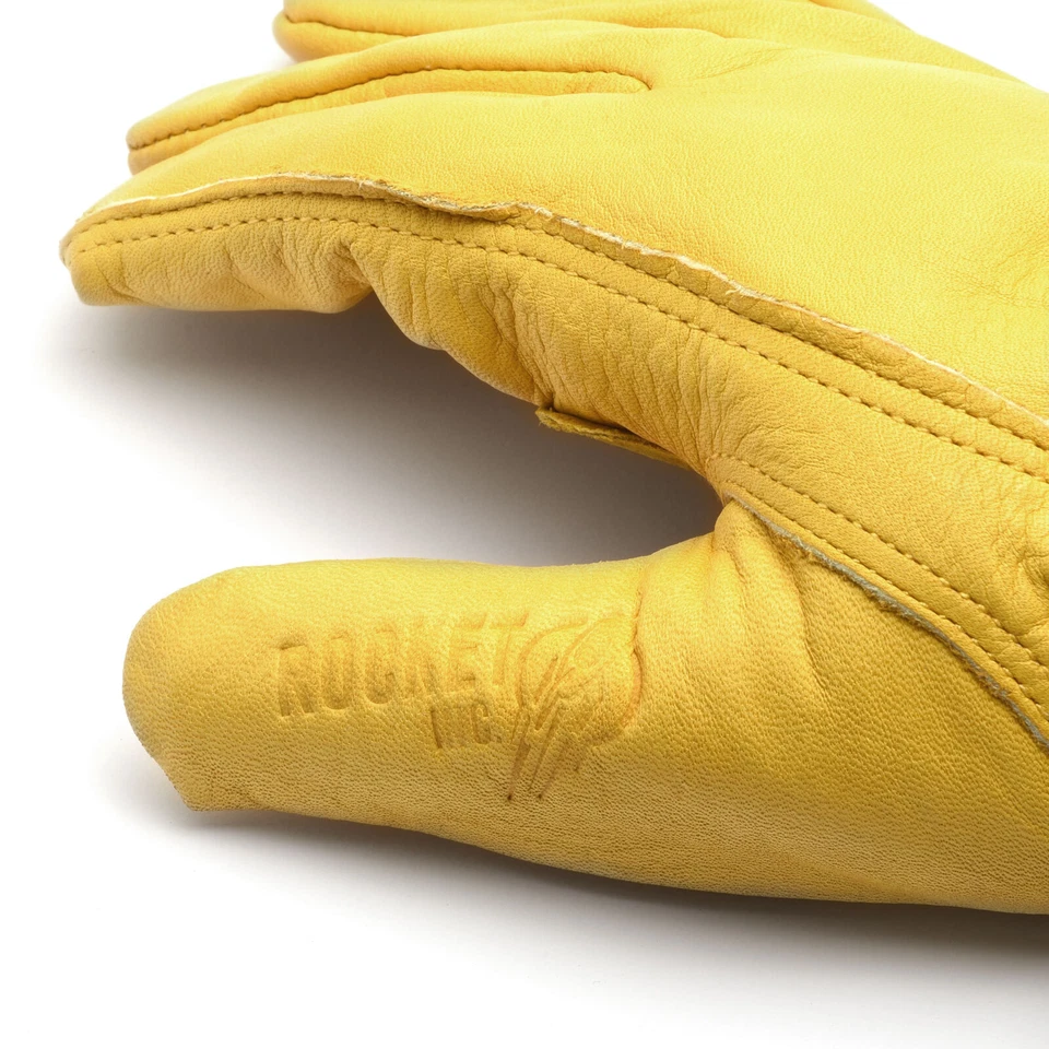 Rider Gloves klassische Motorrad Handschuhe aus Rindsleder gelb - Bild 2 von 4