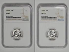 1954 - 1955 10C Proof Silver Roosevelt Dime NGC PF 67 Two Coin Lot