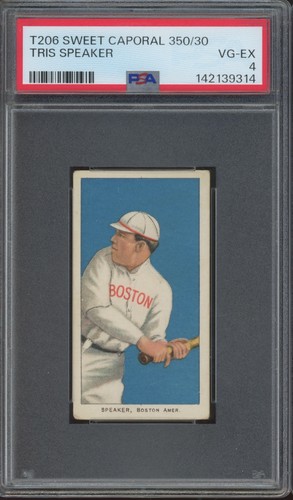 1909 T206 Sweet Caporal 350/30 Baseball Tris Speaker VG-EX PSA 4