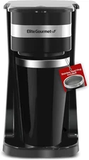 Elite Gourmet EHC114 Personal Single-Serve Compact Coffee Maker Brewer Black 