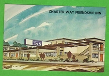 Vintage Postcard – Charter Way Friendship Inn – Stockton CA – Mid-Century Motel