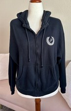 Victorias Secret PINK hoodie black cotton full zip ivy logo women s Sz M pocket
