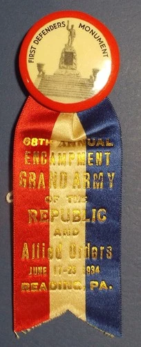 GAR 68TH ANNUAL ENCAMPMENT 1934 READING, PA FIRST DEFENDERS MONUMENT MEDAL