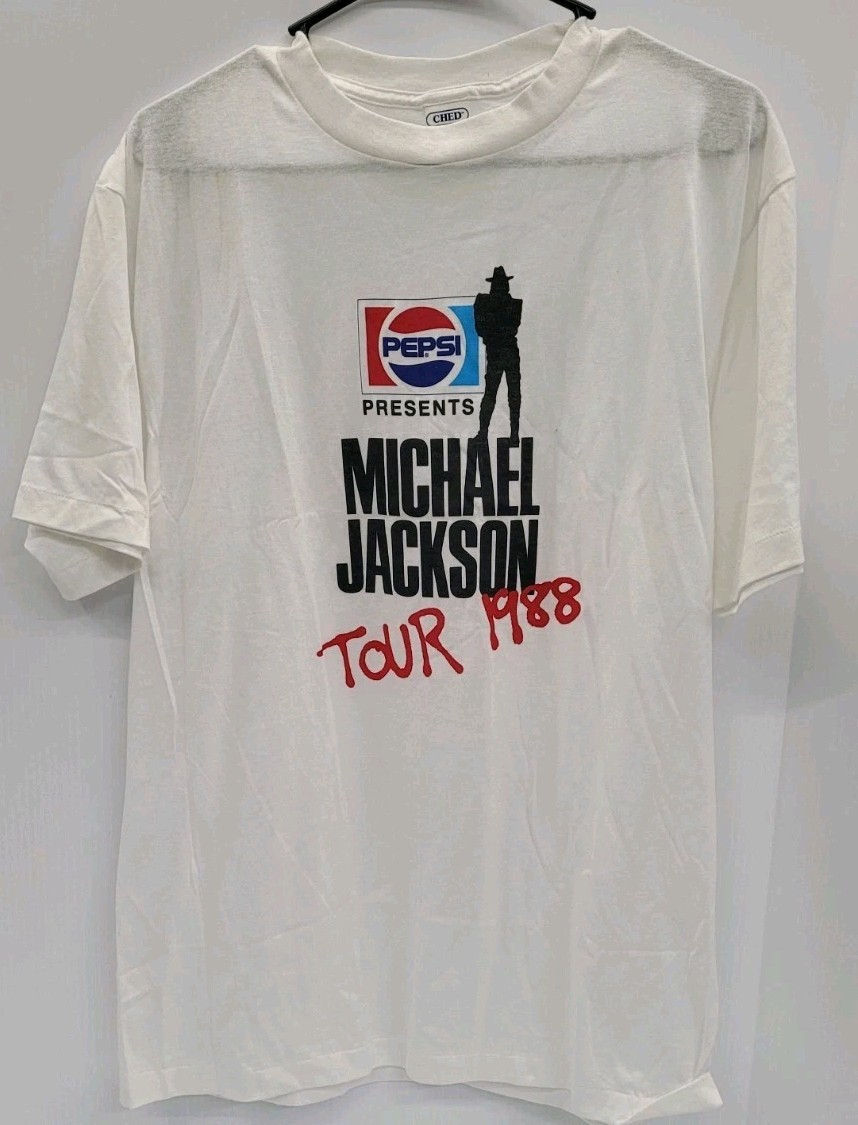 Vintage 1988 Michael Jackson Pepsi Tour T Shirt White Rare Ched