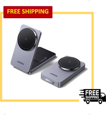 UGREEN MagFlow 2-in-1 Mag Safe Qi 15 W Wireless Charger for iPhone