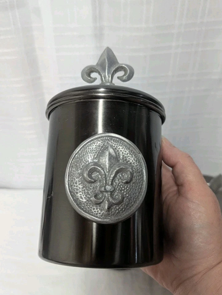 Old Dutch International ODI Fleur de Lis Metal Canister Set of 3 - Image 2 of 4