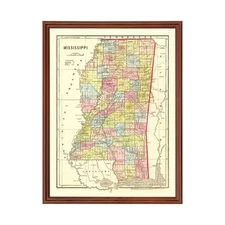 Old Map of Mississippi 1856 - Vintage Mississippi Art