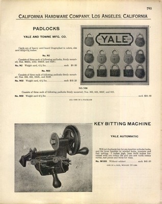 1927 PAPER AD Yale brand automatic key maker making bitting machine
