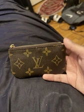 Designer Mini Wallet With KeyChain Checker Print Brown And Gold