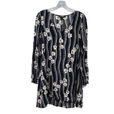 Express Womens Mini Dress Long Sleeve Lightweight Black/Multi Size XS