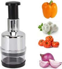 Manual Hand Press Garlic Onion Chopper Vegetable Food Chopper Processor Dicer UK