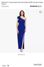 Xscape Women's Blue Off-the-Shoulder Gown Dress Size 10