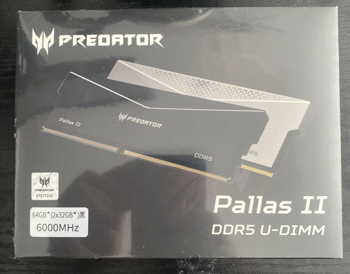 メモリー Pallas II DDR5 U-DIMM 64GB (2x32GB) Acer Predator Pallas II 64GB (2x32GB) DDR5-6000 CL30 RAM New