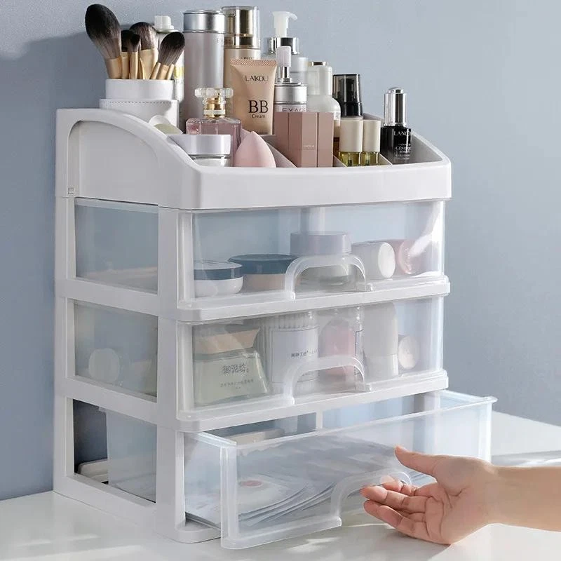 Makeup Organizer Box with Drawers Cosmetic Storage Case Brush Holder