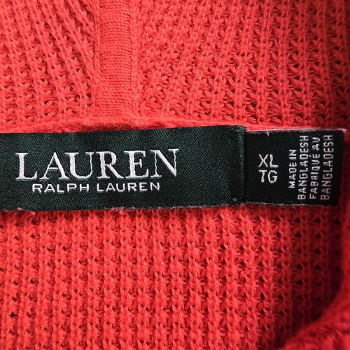 Lauren Ralph Lauren Hoodie Orange Women's XL Coral Knit Sweatshirt LRL - Picture 9 of 9