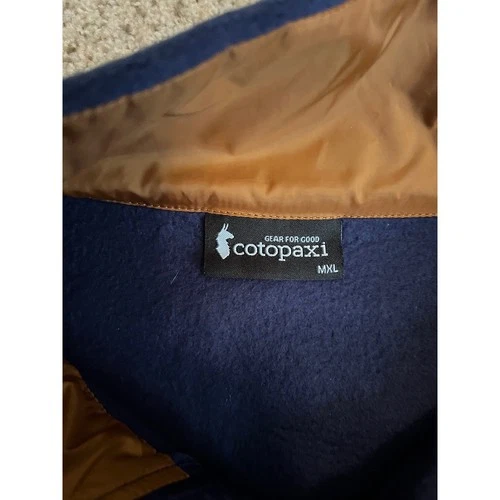 Cotopaxi Men Fleece Jacket MXL Blue Navy Multi Striped Full Zip Teca Retro Style image 3