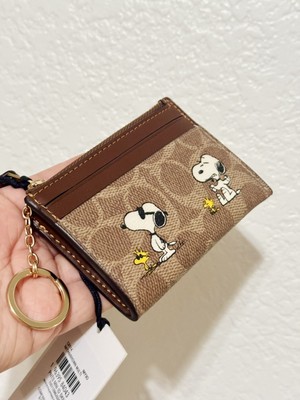 Coach X Peanuts Mini Skinny ID Case Signature Canvas W/Snoopy