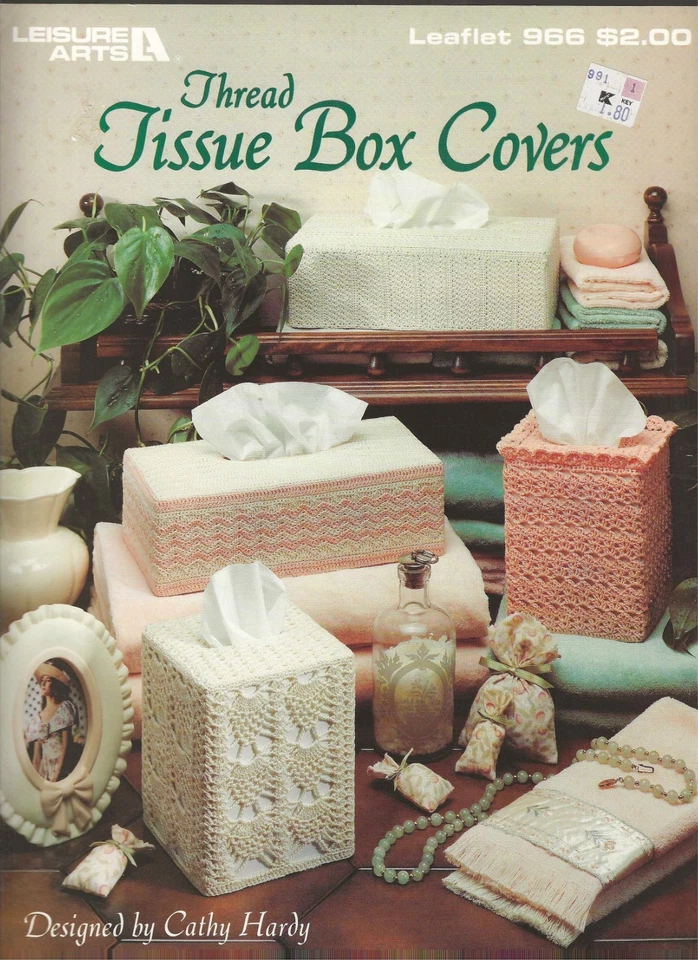 Lot of 3 Leaflets Crochet Patterns to Make Thread Tissue Box Covers Tiny Totes - Image 3 of 4