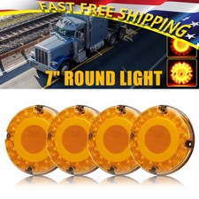 4X Round 7" LED Truck Trailer Bus Stop Turn Signal Tail Brake Light Flash Amber