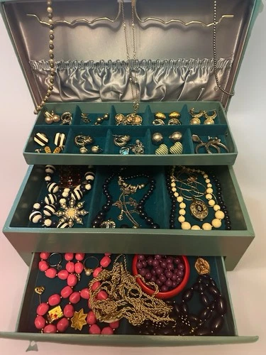 Vintage Estate Costume Jewelry Lot Retro MCM Estate Colorful Earrings Necklaces