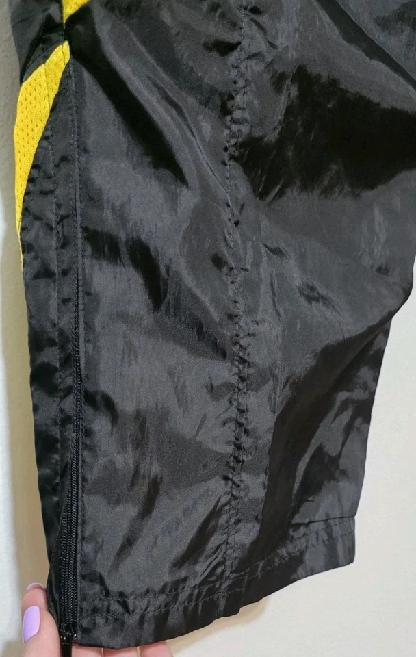 Vintage Wilson Track Pants Yellow Black Nylon Joggers Ankle Zippers 90s Kid L  - Image 2 of 4