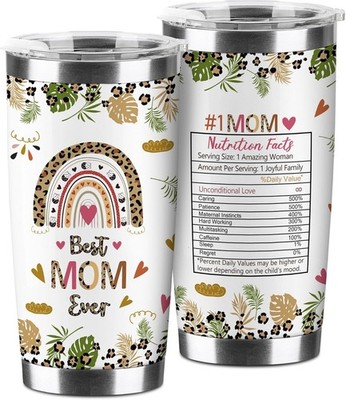 Mom Gift 20oz Tumbler Best Mom Ever Stainless Steel Cup Lid Birthday Present