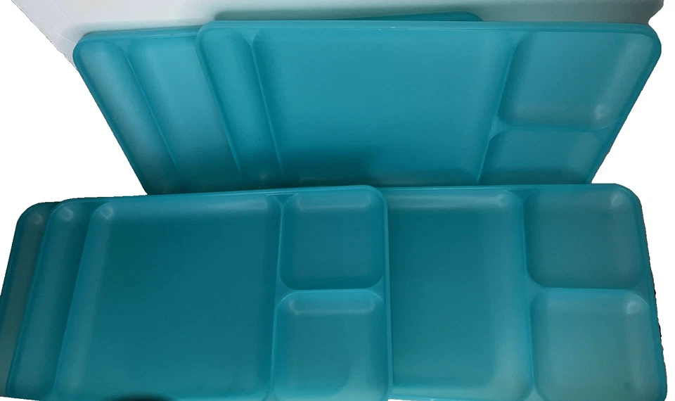 Juego de 6 bandejas de TV de comida dividida para camping Tupperware nunca usadas Foto 3 de 4