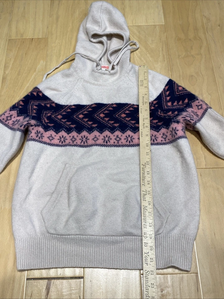 J. Suéter con Capucha Crew 100% Cachemira Para Mujer Talla Pequeña Beige Rosa Capucha Cálido Foto 3 de 4