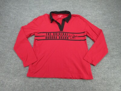 True Religion Polo Shirt Mens Medium Red 2002 Long Sleeve Casual Adult M 