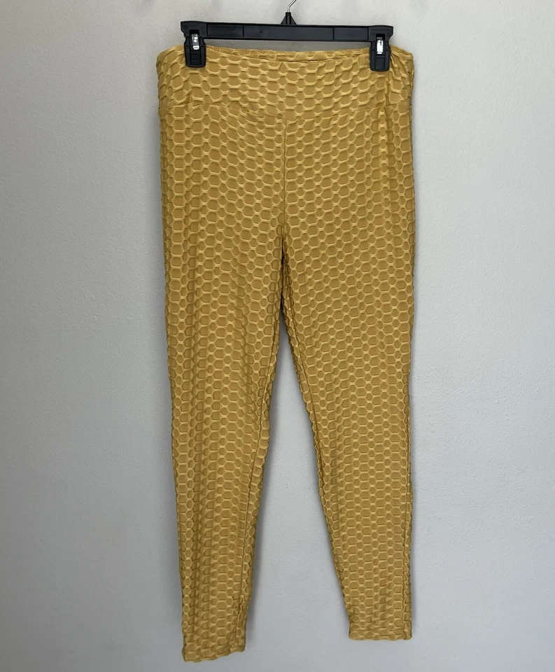 Eye Candy | Mustard Yellow Honeycomb Booty Scrunch Legging Pants Size XL - Image 2 of 4